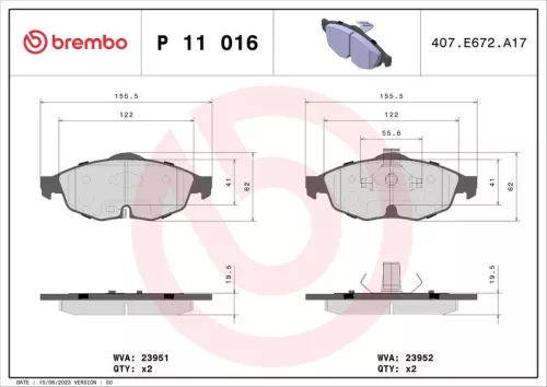 ABS Brake Pad Set, disc brake (P 11 016)
