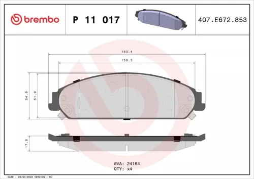 ABS Brake Pad Set, disc brake (P 11 017)