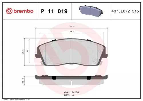 ABS Brake Pad Set, disc brake (P 11 019)