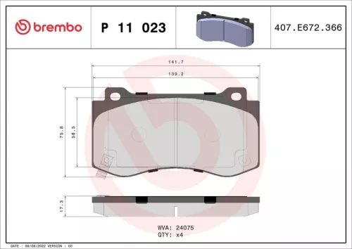 ABS Brake Pad Set, disc brake (P 11 023)