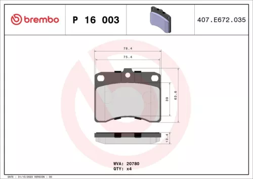 ABS Brake Pad Set, disc brake (P 16 003)