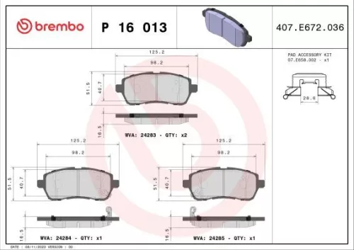 ABS Brake Pad Set, disc brake (P 16 013)