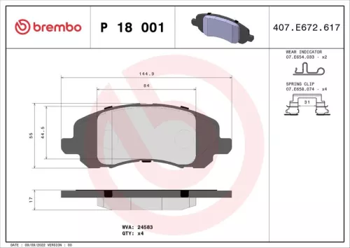 ABS Brake Pad Set, disc brake (P 18 001)