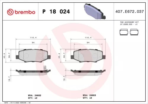 ABS Brake Pad Set, disc brake (P 18 024)