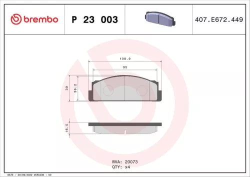 ABS Brake Pad Set, disc brake (P 23 003)