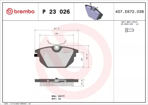 ABS Brake Pad Set, disc brake (P 23 026)