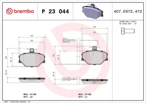 ABS Brake Pad Set, disc brake (P 23 044)