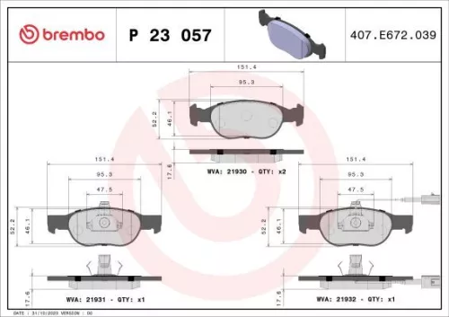ABS Brake Pad Set, disc brake (P 23 057)