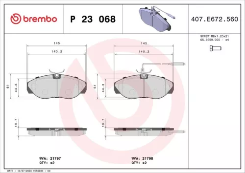 ABS Brake Pad Set, disc brake (P 23 068)