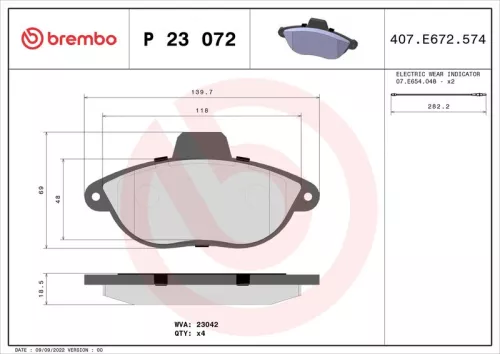 ABS Brake Pad Set, disc brake (P 23 072)
