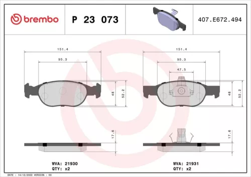 ABS Brake Pad Set, disc brake (P 23 073)