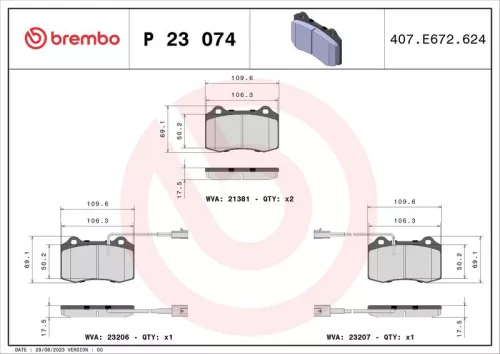 ABS Brake Pad Set, disc brake (P 23 074)