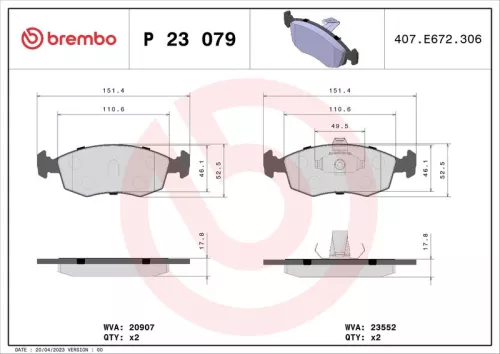 ABS Brake Pad Set, disc brake (P 23 079)