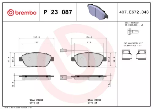 ABS Brake Pad Set, disc brake (P 23 087)