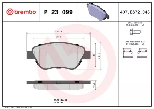 ABS Brake Pad Set, disc brake (P 23 099)
