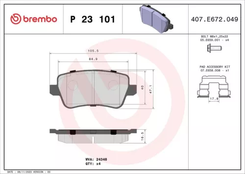 ABS Brake Pad Set, disc brake (P 23 101)