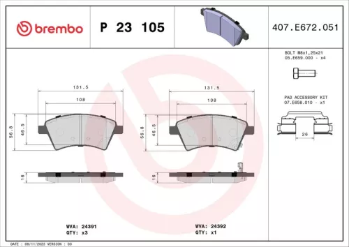 ABS Brake Pad Set, disc brake (P 23 105)