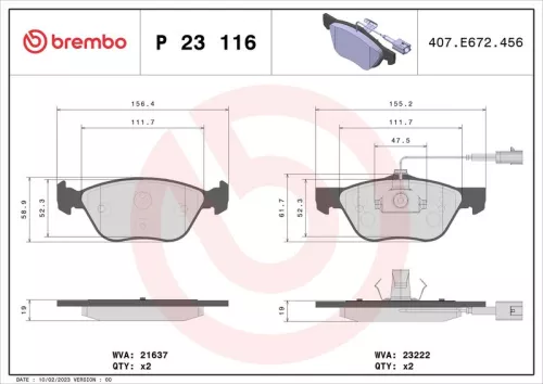 ABS Brake Pad Set, disc brake (P 23 116)