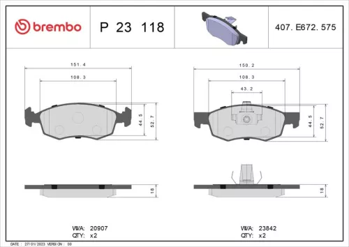 ABS Brake Pad Set, disc brake (P 23 118)