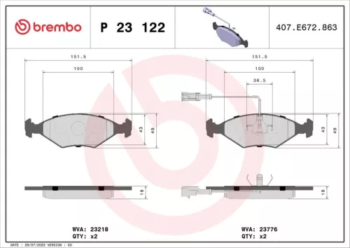 ABS Brake Pad Set, disc brake (P 23 122)