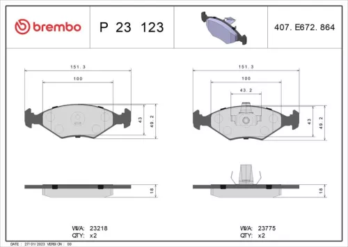 ABS Brake Pad Set, disc brake (P 23 123)