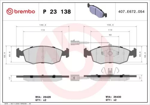 ABS Brake Pad Set, disc brake (P 23 138)