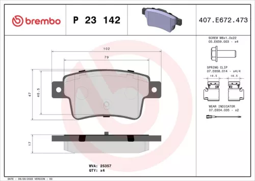 ABS Brake Pad Set, disc brake (P 23 142)