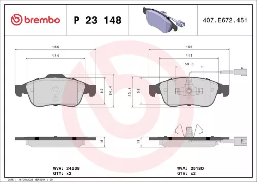 ABS Brake Pad Set, disc brake (P 23 148)