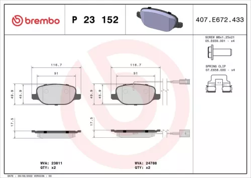 ABS Brake Pad Set, disc brake (P 23 152)