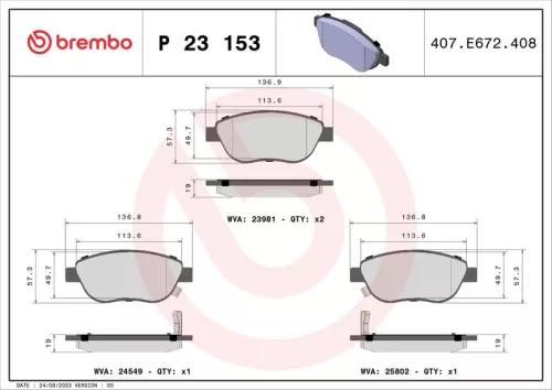 ABS Brake Pad Set, disc brake (P 23 153)