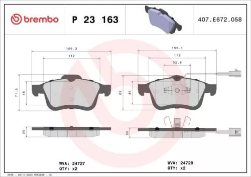 ABS Brake Pad Set, disc brake (P 23 163)