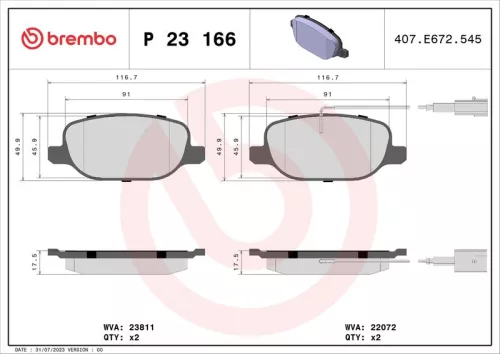 ABS Brake Pad Set, disc brake (P 23 166)