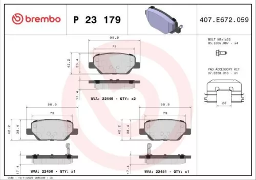 ABS Brake Pad Set, disc brake (P 23 179)