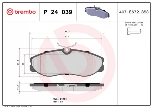 ABS Brake Pad Set, disc brake (P 24 039)