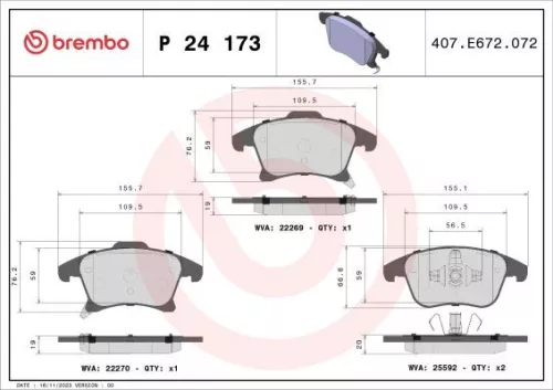 ABS Brake Pad Set, disc brake (P 24 173)