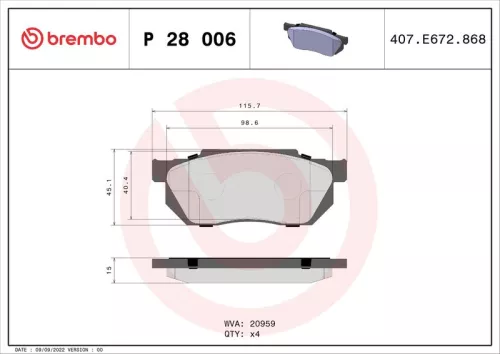 ABS Brake Pad Set, disc brake (P 28 006)