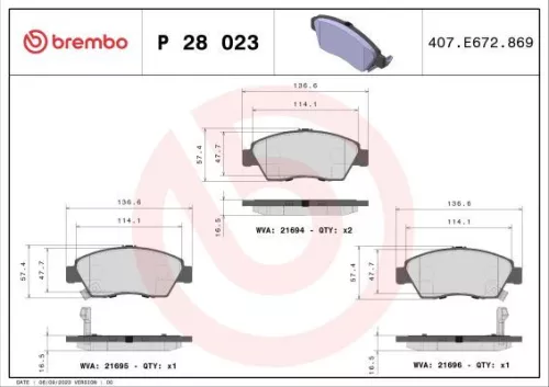 ABS Brake Pad Set, disc brake (P 28 023)