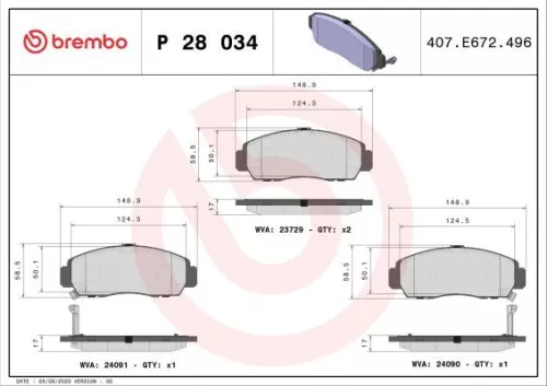ABS Brake Pad Set, disc brake (P 28 034)
