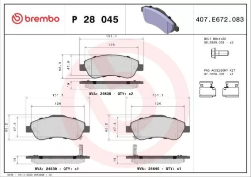 ABS Brake Pad Set, disc brake (P 28 045)