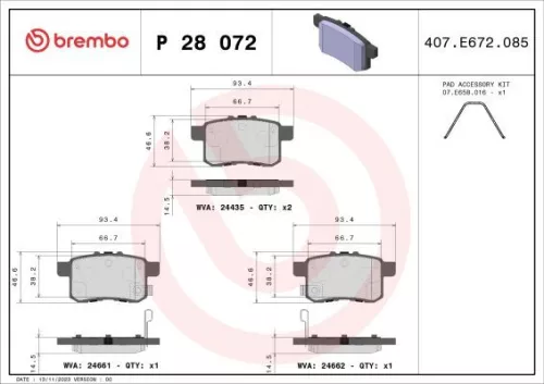 ABS Brake Pad Set, disc brake (P 28 072)