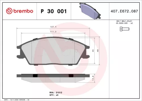 ABS Brake Pad Set, disc brake (P 30 001)