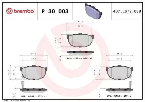 ABS Brake Pad Set, disc brake (P 30 003)