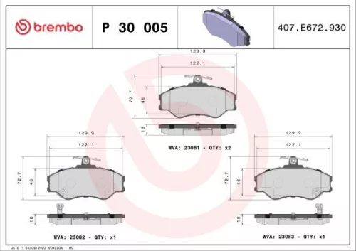 ABS Brake Pad Set, disc brake (P 30 005)