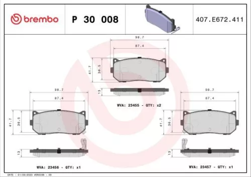 ABS Brake Pad Set, disc brake (P 30 008)