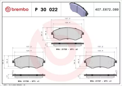 ABS Brake Pad Set, disc brake (P 30 022)