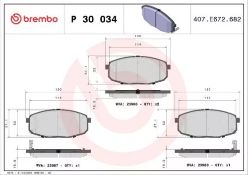 ABS Brake Pad Set, disc brake (P 30 034)