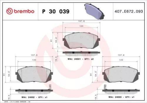 ABS Brake Pad Set, disc brake (P 30 039)