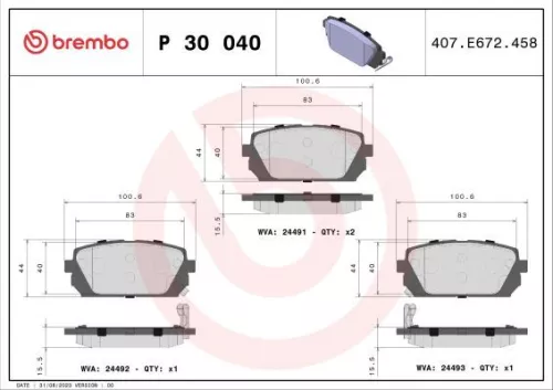 ABS Brake Pad Set, disc brake (P 30 040)