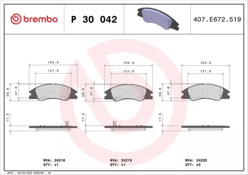ABS Brake Pad Set, disc brake (P 30 042)