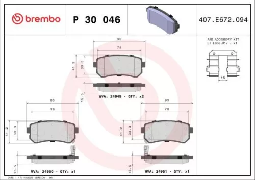 ABS Brake Pad Set, disc brake (P 30 046)